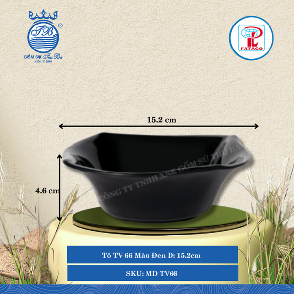 Tô TV 66 Màu Đen Dài: 15.2cm Rộng: 15.2cm Cao: 4.6cm Fataco Nhựa MD TV66