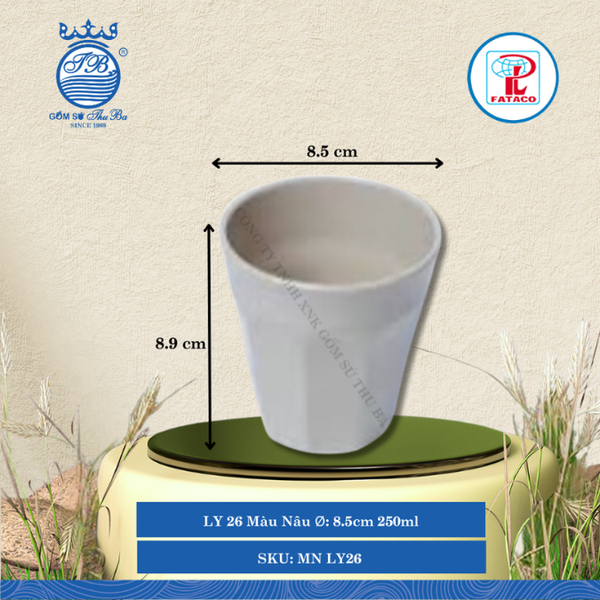 LY 26 Màu Nâu Ø: 8.5cm 250ml Cao: 8.9cm Fataco Nhựa MN LY26