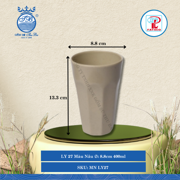 LY 27 Màu Nâu Ø: 8.8cm 400ml Cao: 13.3cm Fataco Nhựa MN LY27