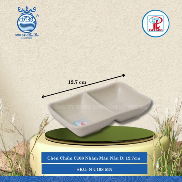 Chén Chấm C108 Nhám Màu Nâu Dài: 12.7cm Rộng: 8.2cm Cao: 2.6cm Fataco Nhựa N C108 MN