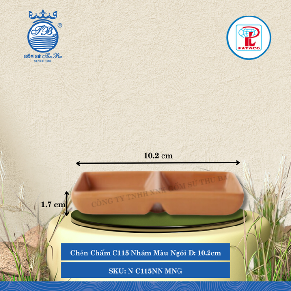 Chén Chấm C115 Nhám Màu Ngói Dài: 10.2cm Rộng: 6.3cm Cao: 1.7cm Fataco Nhựa N C115NN MNG