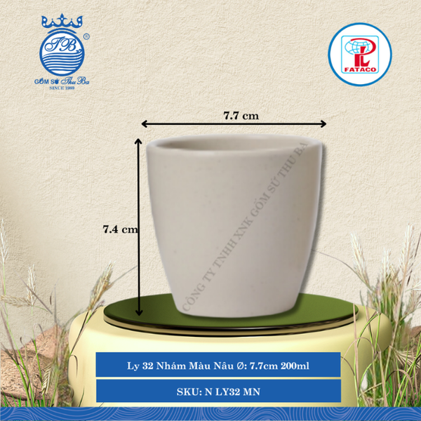 Ly 32 Nhám Màu Nâu Ø: 7.7cm 200ml Cao: 7.4cm Fataco Nhựa N LY32 MN