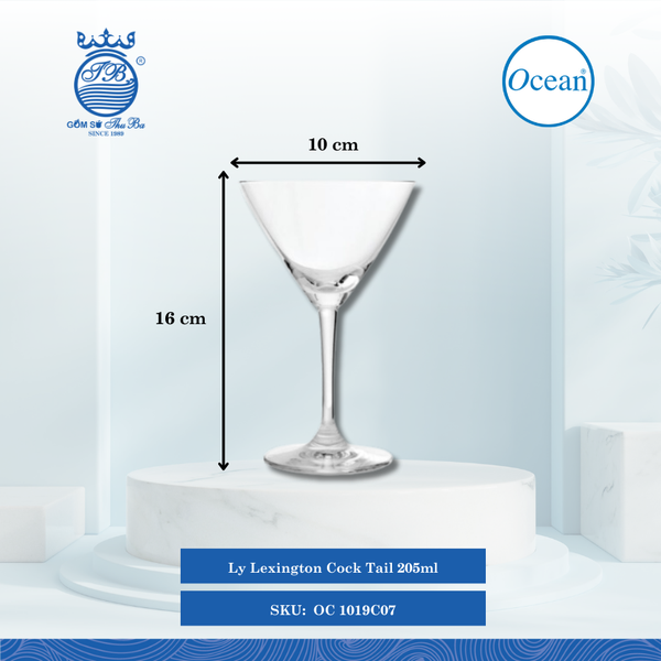 Ly Lexington Cock Tail 205ml Ø: 10cm Ø:Đáy: 7.5cm Ø:M 10cm 205ml Cao: 16cm 48 Cái/Thùng 6 Cái/Hộp Ocean Thủy Tinh OC 1019C07