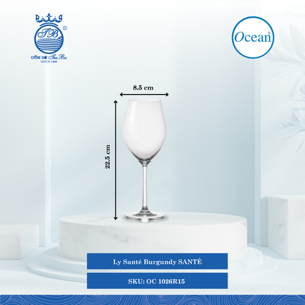 Ly Santé Red 420ml Ø: 8.5cm Ø:Đáy: 7.7cm Ø:M 6.1cm 420ml Cao: 22.5cm 24 Cái/Thùng 6 Cái/Hộp Ocean Thủy Tinh OC 1026R15