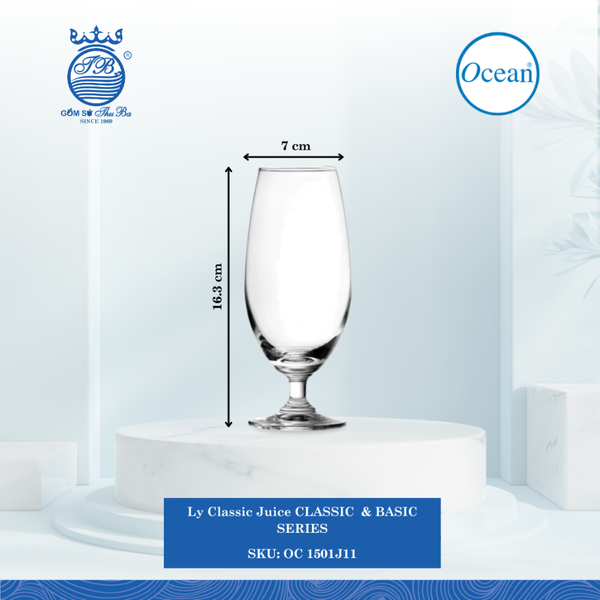 Ly Classic Juice 310ml Ø: 7cm Ø:Đáy: 6.3cm Ø:M 5.3cm 310ml Cao: 16.3cm 48 Cái/Thùng 6 Cái/Hộp Ocean Thủy Tinh OC 1501J11