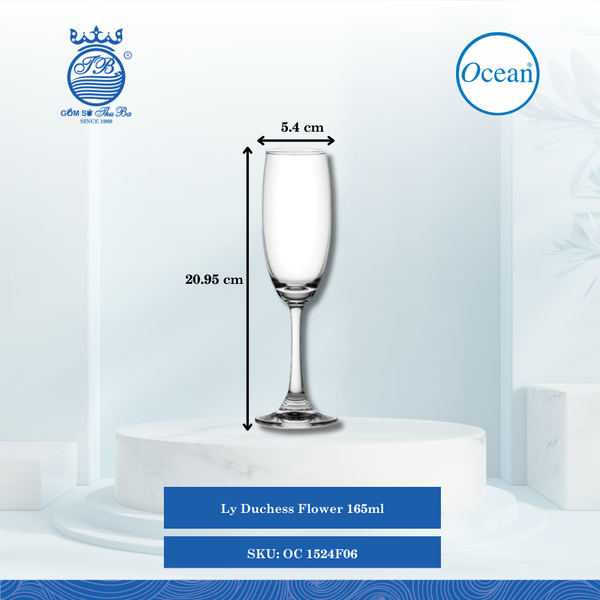Ly Duchess Flower Ø: 5.4cm Ø:Đáy: 6.8cm Ø:M 4.8cm 165ml Cao: 20.95cm Ocean Thủy Tinh OC 1524F06