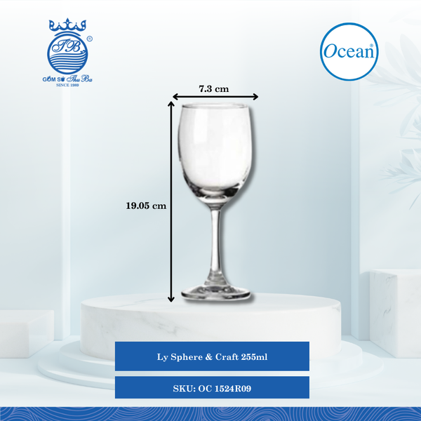 Ly Sphere & Craft Glass Ø: 7.3cm Ø:Đáy: 6.5cm Ø:M 6.4cm 255ml Cao: 19.05cm Ocean Thủy Tinh OC 1524R09