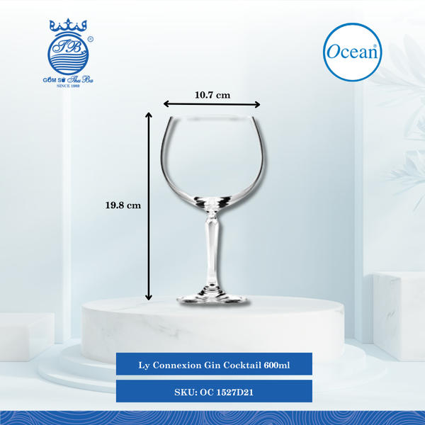 Ly Gin Cocktail ,600ml Ø: 10.7cm Ø:Đáy: 7.5cm Ø:M 8.8cm 600ml Cao: 19.8cm 24 Cái/Thùng 6 Cái/Hộp Ocean Thủy Tinh OC 1527D21