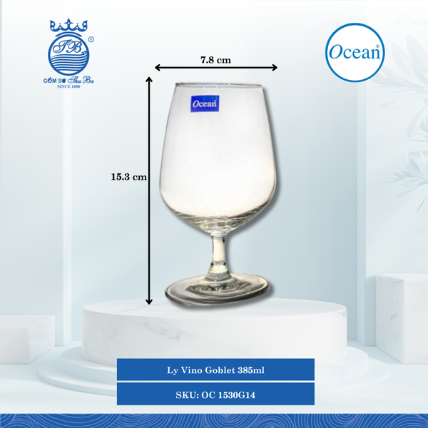 Ly Vino Goblet 395ml Ø: 7.8cm Ø:Đáy: 7.3cm Ø:M 6cm 395ml Cao: 15.3cm 48 Cái/Thùng 6 Cái/Hộp Ocean Thủy Tinh OC 1530G14