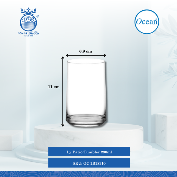 Ly Patio Tumbler Ø: 6.9cm ØĐáy: 4.7cm ØMiệng: 6.4cm 290ml Cao: 11cm Ocean Thủy Tinh OC 1B18310