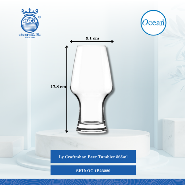 Ly Craft Beer Tumbler 565ml Ø: 9.1cm Ø:Đáy: 6.4cm Ø:M 6.1cm 565ml Cao: 17.8cm 48 Cái/Thùng 6 Cái/Hộp Ocean Thủy Tinh OC 1B23220