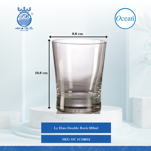 Ly Elan Double Rock Ø: 8.4cm ØĐáy: 8.4cm ØMiệng: 8cm 335ml Cao: 8.5cm Ocean Thủy Tinh OC 1C19912