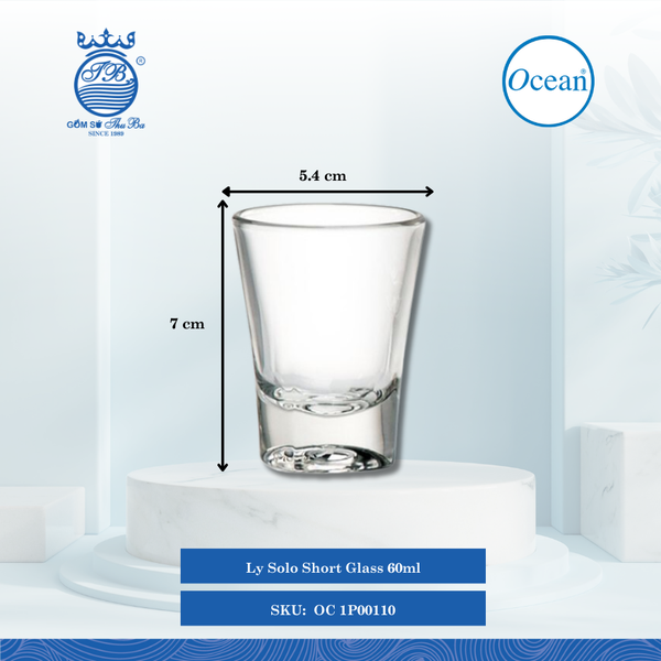 Ly Solo Shot Glass 2 Oz. (60ml) Ø: 5.4cm Ø:Đáy: 4.1cm Ø:M 5.4cm 60ml Cao: 7cm 72 Cái/Thùng 12 Cái/Hộp Ocean Thủy Tinh OC 1P00110