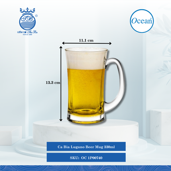 Ly Lugano Beer Mug 330ml Ø: 11.1cm Ø:Đáy: 6.1cm Ø:M 7.8cm 330ml Cao: 13.3cm 36 Cái/Thùng 6 Cái/Hộp Ocean Thủy Tinh OC 1P00740