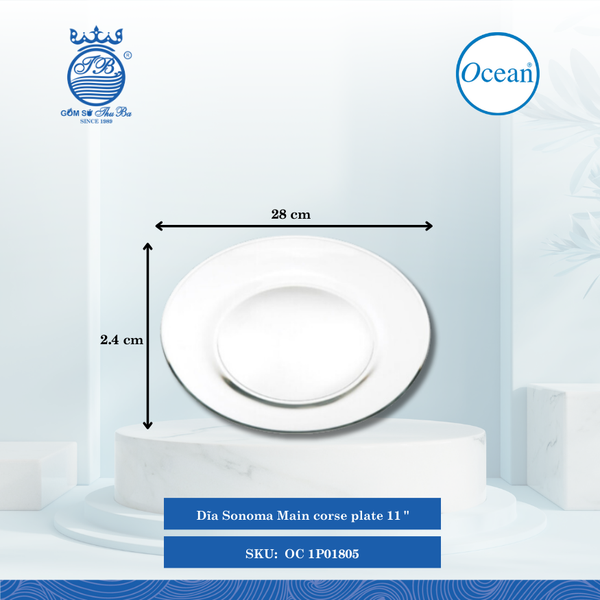Dĩa Sonoma Main Corse Plate Ocean Thủy Tinh
