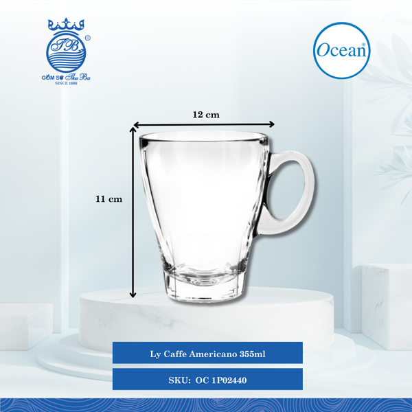 Ly Caffé Americano 355ml Ø: 12cm Ø:Đáy: 6cm Ø:M 8.9cm 355ml Cao: 11cm 48 Cái/Thùng 6 Cái/Hộp Ocean Thủy Tinh OC 1P02440