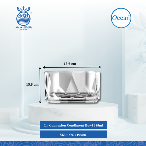 Ly Condiment Bowl 4" Ø: 10cm Ø:Đáy: 10cm Ø:M 10cm 285ml Cao: 5.5cm 24 Cái/Thùng 6 Cái/Hộp Ocean Thủy Tinh OC 1P02820