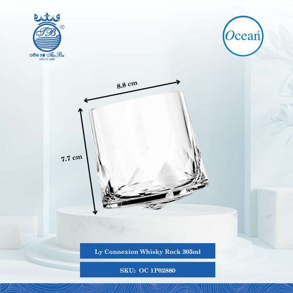 Ly Whisky Rock 305ml Ø: 8.8cm Ø:Đáy: 8.8cm Ø:M 7.4cm 305ml Cao: 7.7cm 24 Cái/Thùng 6 Cái/Hộp Ocean Thủy Tinh OC 1P02880