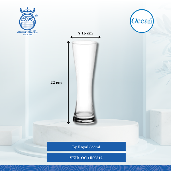 Ly Royal Ø: 7.1cm ØĐáy: 6.6cm ØMiệng: 7.1cm 355ml Cao: 22cm Ocean Thủy Tinh OC 1R00312