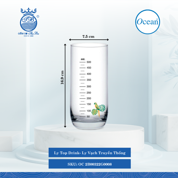 Ly Đo Lường Top Drink Ocean Thủy Tinh