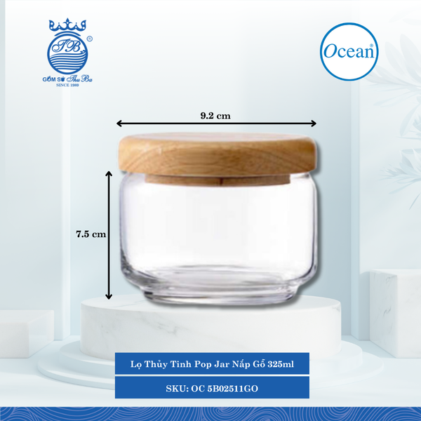 Lọ Thủy Tinh Pop Jar Nắp Gỗ Ocean Thủy Tinh
