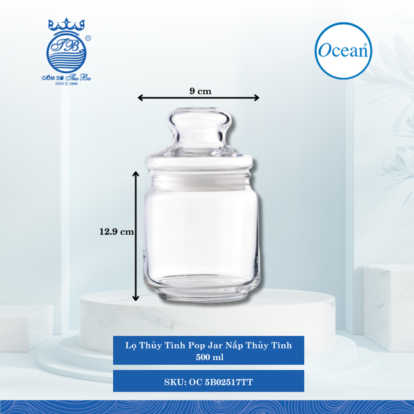Lọ Thủy Tinh Pop Jar Nắp Thủy Tinh Ocean Thủy Tinh