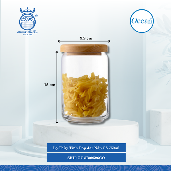 Lọ Thủy Tinh Pop Jar Nắp Gỗ Ocean Thủy Tinh