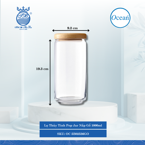 Lọ Thủy Tinh Pop Jar Nắp Gỗ Ocean Thủy Tinh