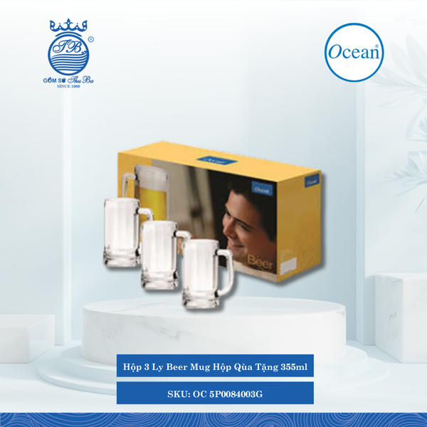 Hộp 3 Ly Beer Mug Hộp Qùa Tặng Ocean Thủy Tinh