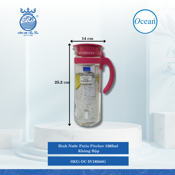 Bình Nước Patio Pitcher Không Hộp Ocean Thủy Tinh