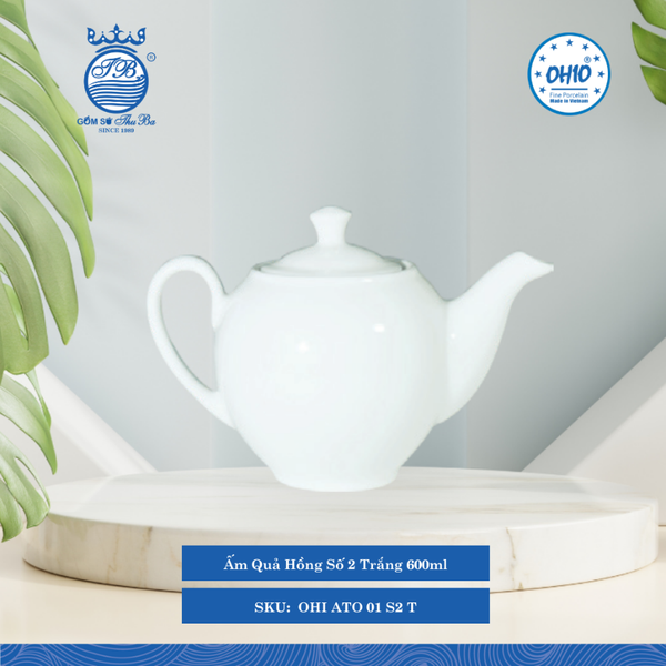 Ấm Quả Hồng A1 Trắng (Nhiều Sise) Ohio Sứ