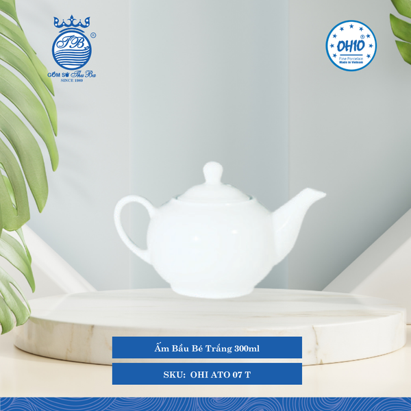 Ấm Bầu Bé A1 Trắng 300ml 10 Cái/Thùng Ohio Sứ OHI ATO 07 T