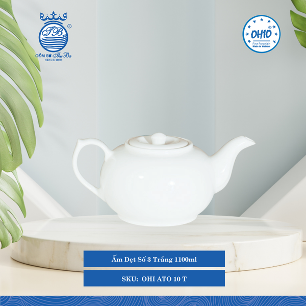 Ấm Dẹt A1 Trắng (Nhiều Sise) Ohio Sứ