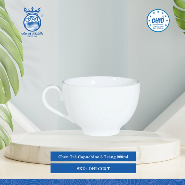 Chén Trà Cappuccino A1 Trắng (Nhiều Size) Ohio Sứ