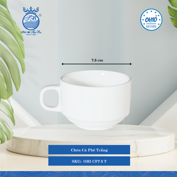 Chén Cafe A1 Trắng (Nhiều Size) Ohio Sứ