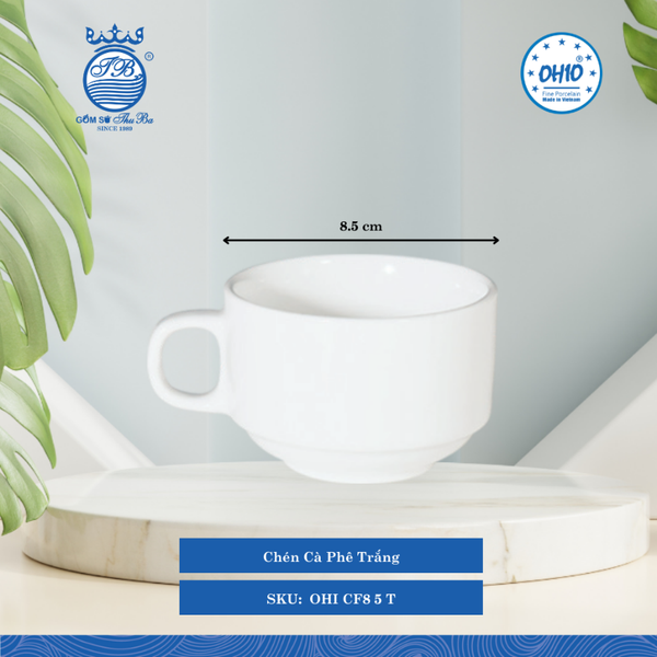 Chén Cafe A1 Trắng (Nhiều Size) Ohio Sứ
