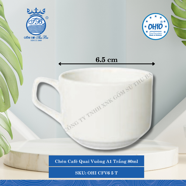 Chén Café Quai Vuông A1 Trắng (Nhiều Size) Ohio Sứ