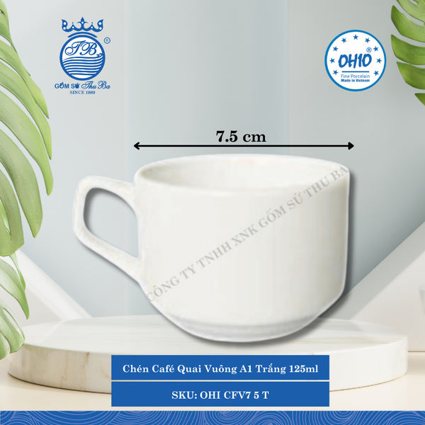 Chén Café Quai Vuông A1 Trắng (Nhiều Size) Ohio Sứ