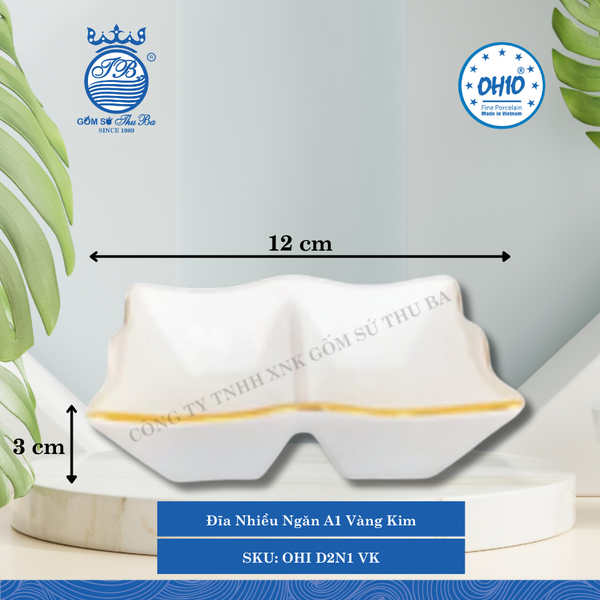 Đĩa Nhiều Ngăn A1 Vàng Kim (Nhiều Size) Ohio Sứ