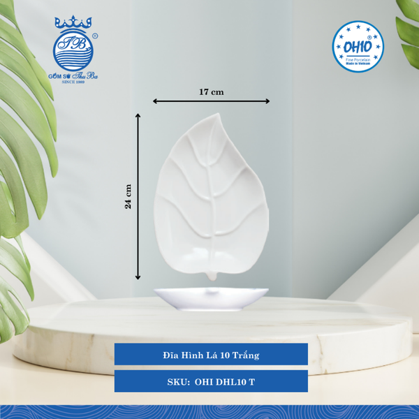 Đĩa Hình Lá A1 Trắng (Nhiều Size) Ohio Sứ