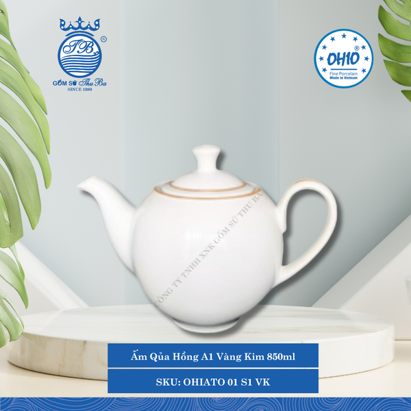 Ấm Qủa Hồng A1 Vàng Kim (Nhiều Size) Ohio Sứ