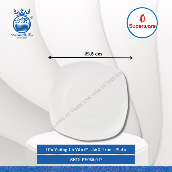 Dĩa Vuông Có Vân J&K Trơn Plain (Nhiều Size) Superware Nhựa