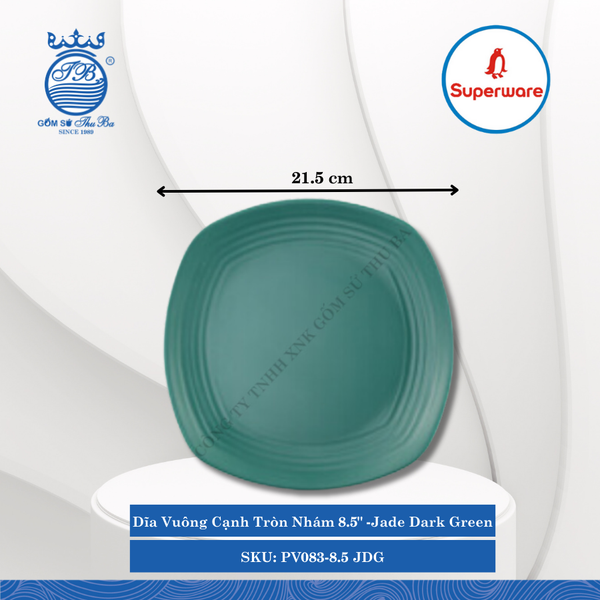 Dĩa Vuông Cạnh Tròn Nhám J&K Nhám Jade Dark Green (Nhiều Size) Superware Nhựa