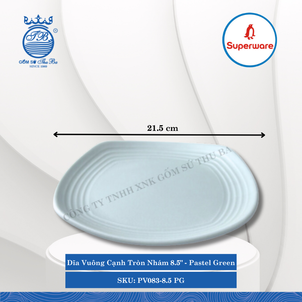 Dĩa Vuông Cạnh Tròn Nhám J&K Nhám Pastel Green (Nhiều Size) Superware Nhựa