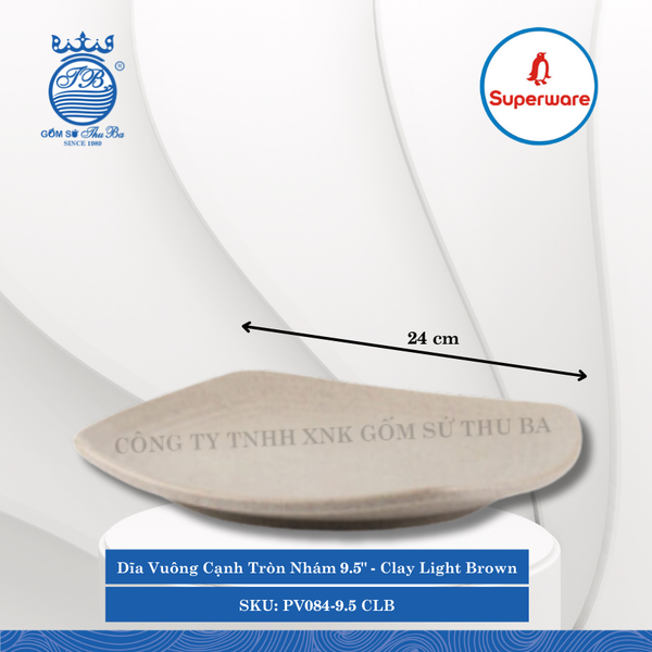 Dĩa Vuông Cạnh Tròn Nhám J&K Nhám Clay Light Brown (Nhiều Size) Superware Nhựa