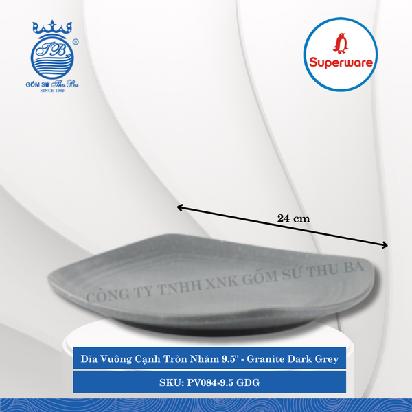 Dĩa Vuông Cạnh Tròn Nhám J&K Nhám Granite Dark Grey (Nhiều Size) Superware Nhựa