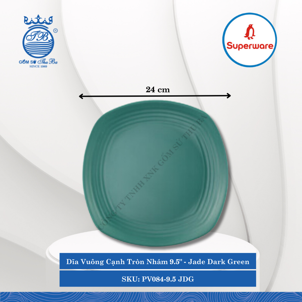 Dĩa Vuông Cạnh Tròn Nhám J&K Nhám Jade Dark Green (Nhiều Size) Superware Nhựa