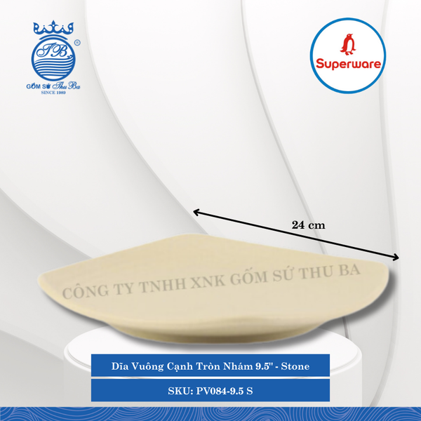 Dĩa Vuông Cạnh Tròn J&K Nhám Stone (Nhiều Size) Superware Nhựa
