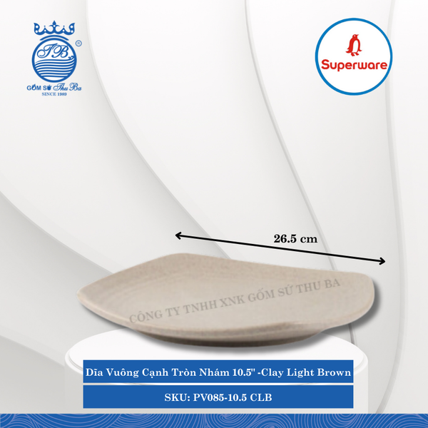 Dĩa Vuông Cạnh Tròn Nhám J&K Nhám Clay Light Brown (Nhiều Size) Superware Nhựa