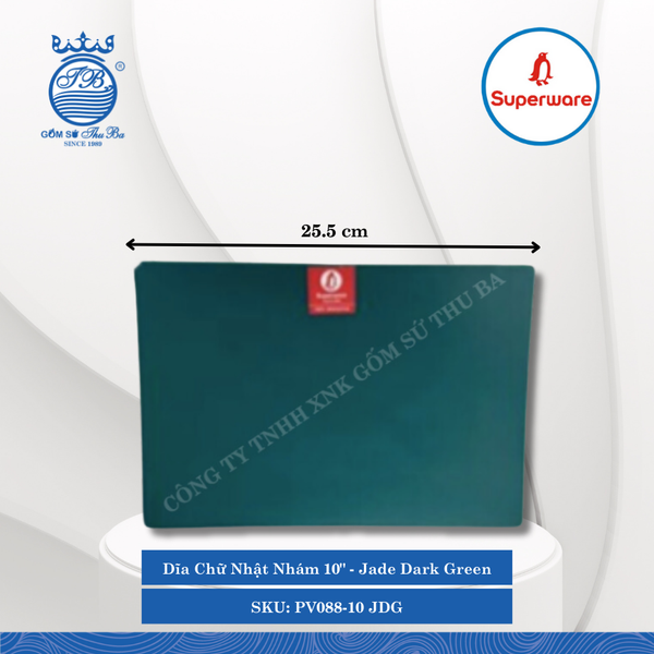 Dĩa Chữ Nhật Ảo Nhám J&K Nhám Jade Dark Green (Nhiều Size) Superware Nhựa